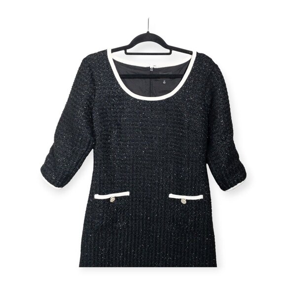 Alexia Admor Black & White Tweed Dress Orla Contrast Edge Mini SZ 8 M Luxury - Picture 3 of 8